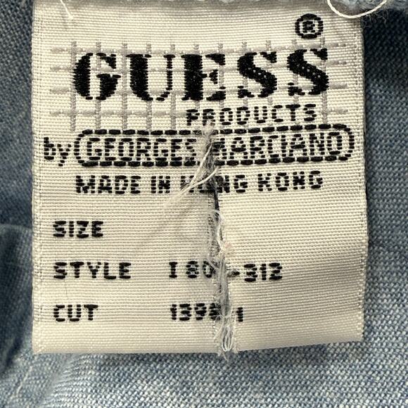 VTG Guess by Georges Marciano Chambray Denim Shirt Corduroy Collar Embroidered - Picture 8 of 8